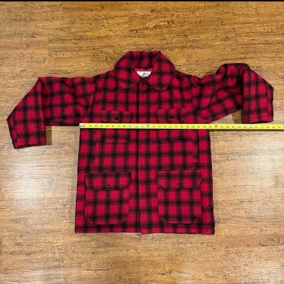 Vintage Woolrich Red Plaid USA Mackinaw Hunting Wool Quilted Jacket Coat‎ Men 42 - Picture 10 of 11